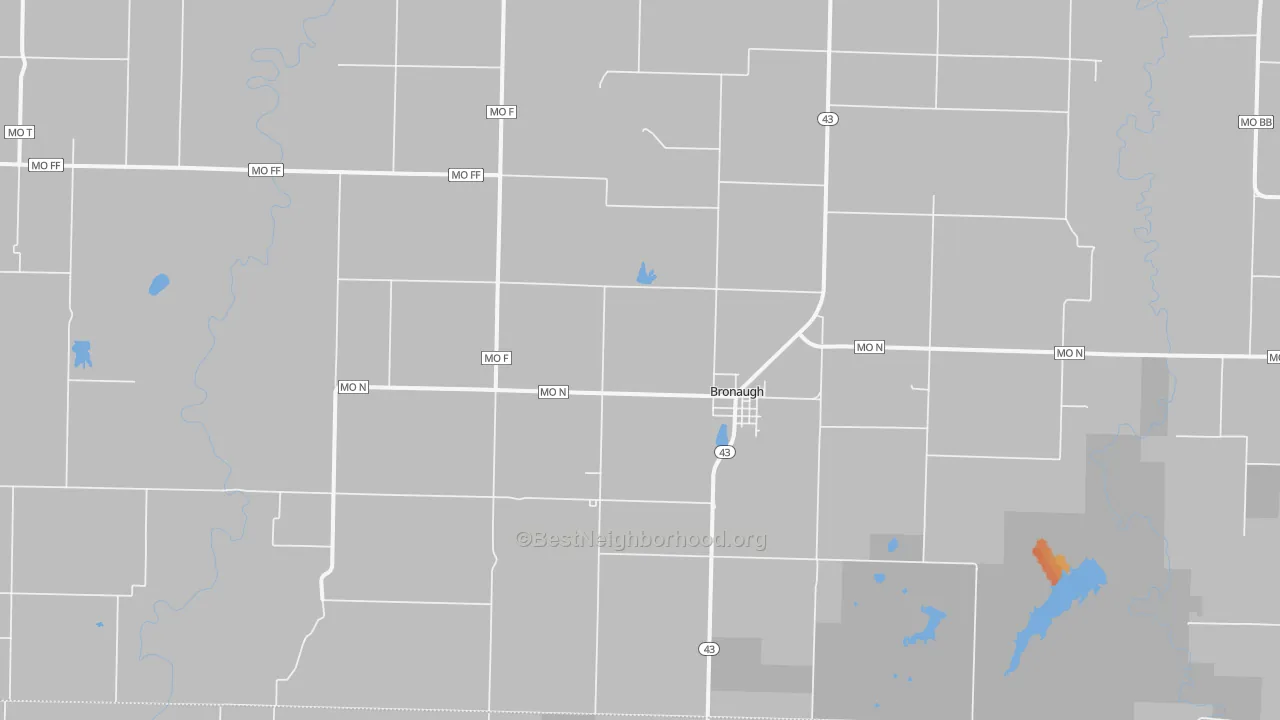 Bike Grade map of Bronaugh, MO