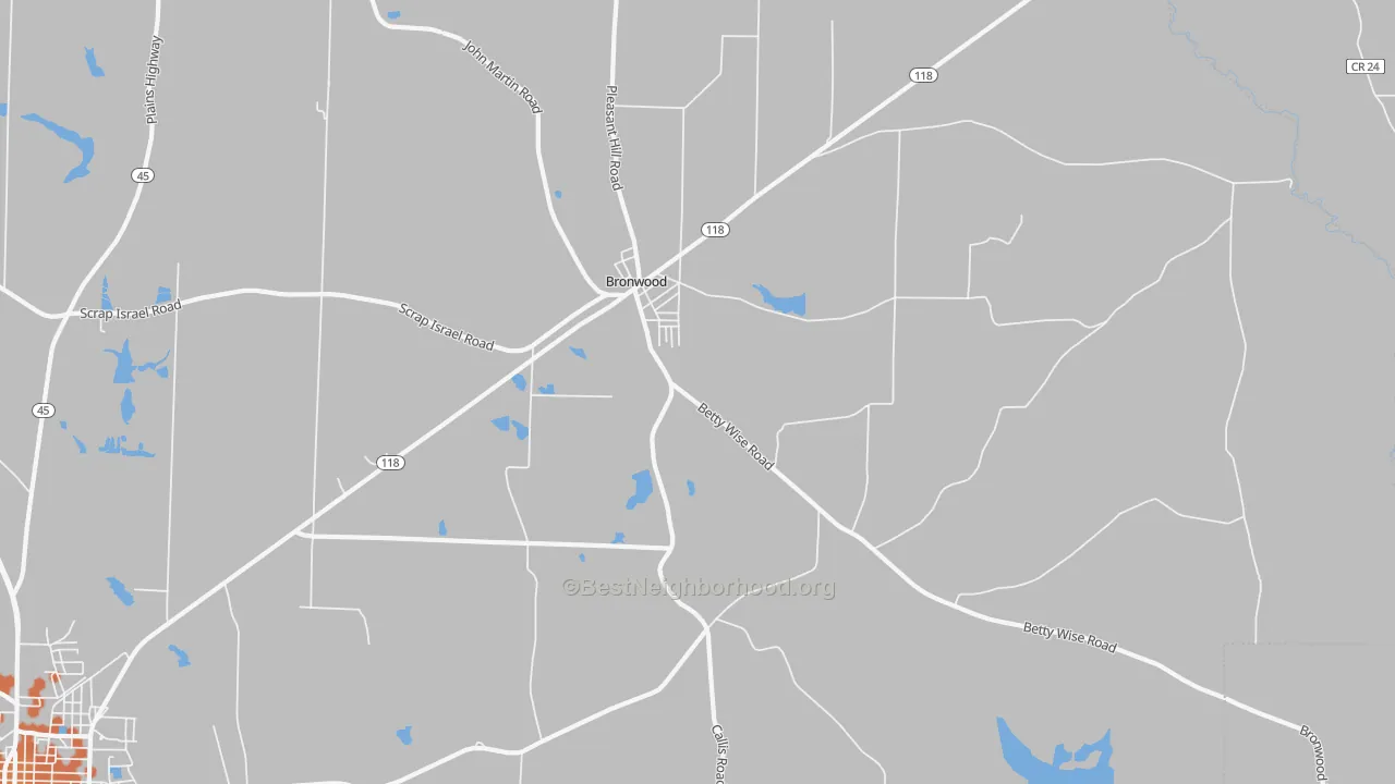 Bike Grade map of Bronwood, GA