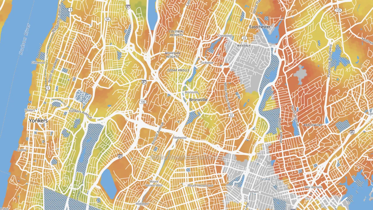 Bike Grade map of Bronxville, NY