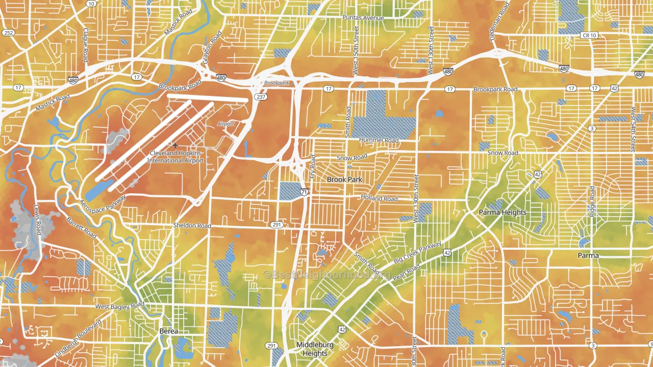 Bike Grade map of Brook Park, OH
