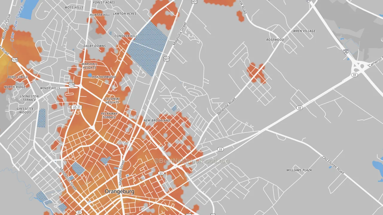 Bike Grade map of Brookdale, SC