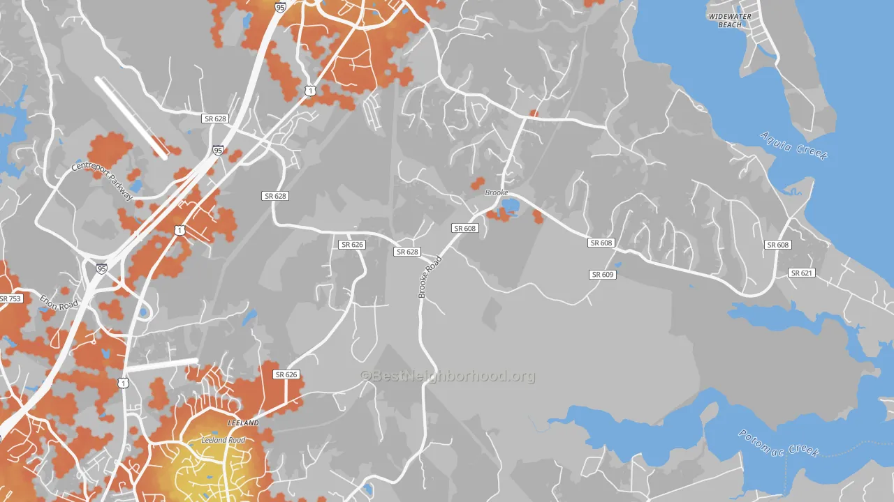 Bike Grade map of Brooke, VA