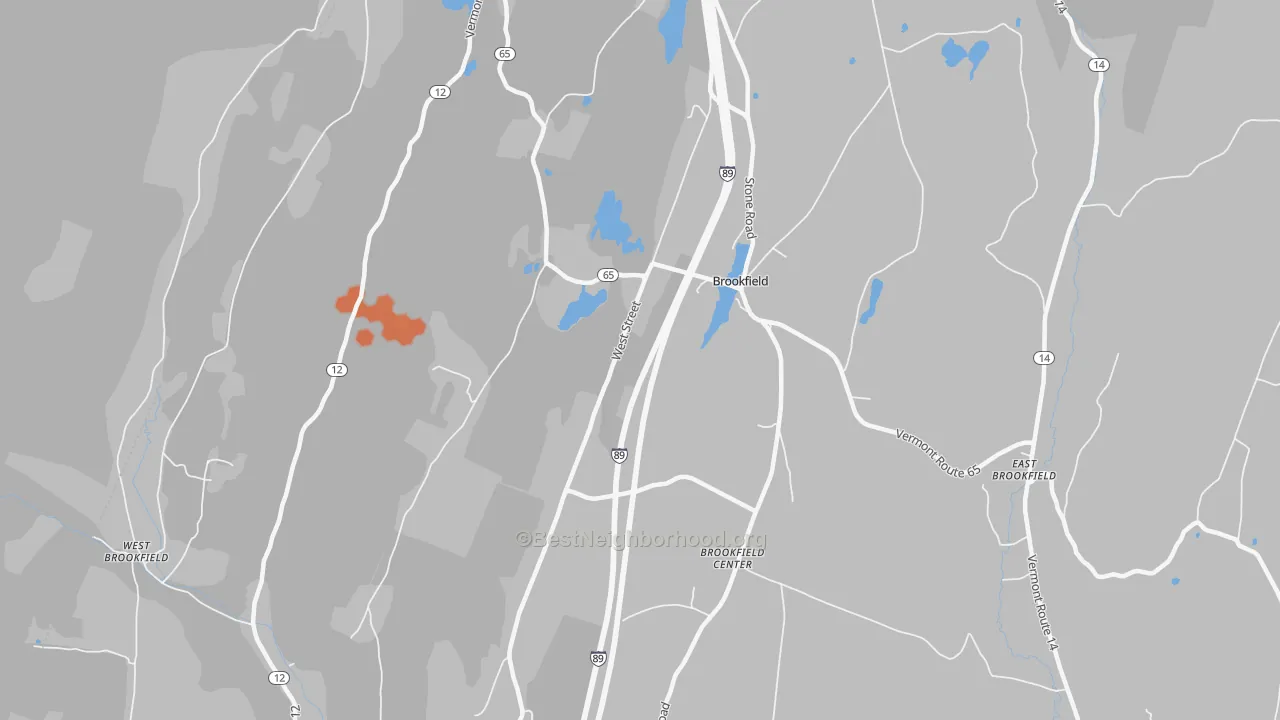 Bike Grade map of Brookfield Center, VT