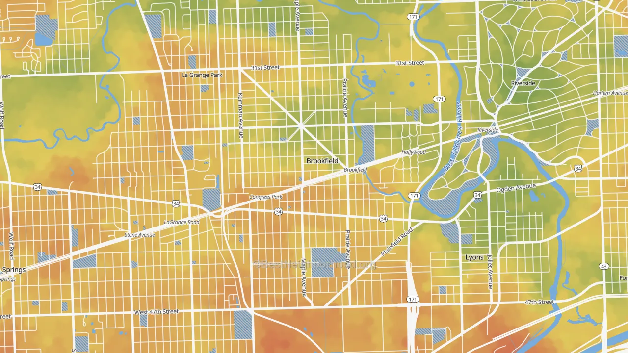 Bike Grade map of Brookfield, IL