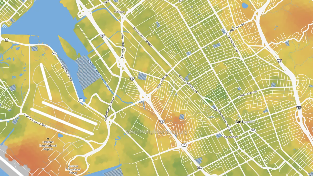 Bike Grade map of Brookfield Village, Oakland, CA