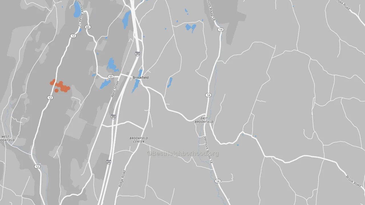 Bike Grade map of Brookfield, VT