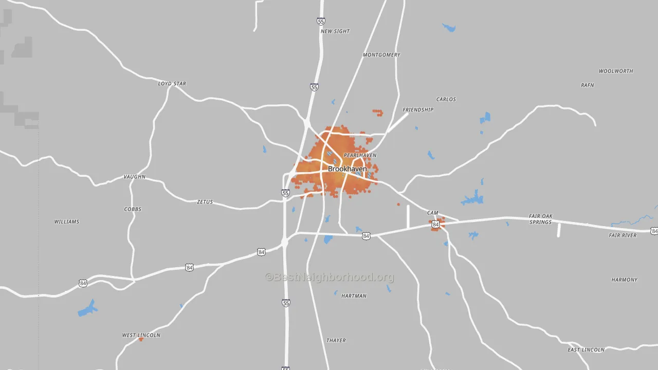 Bike Grade map of Brookhaven, MS