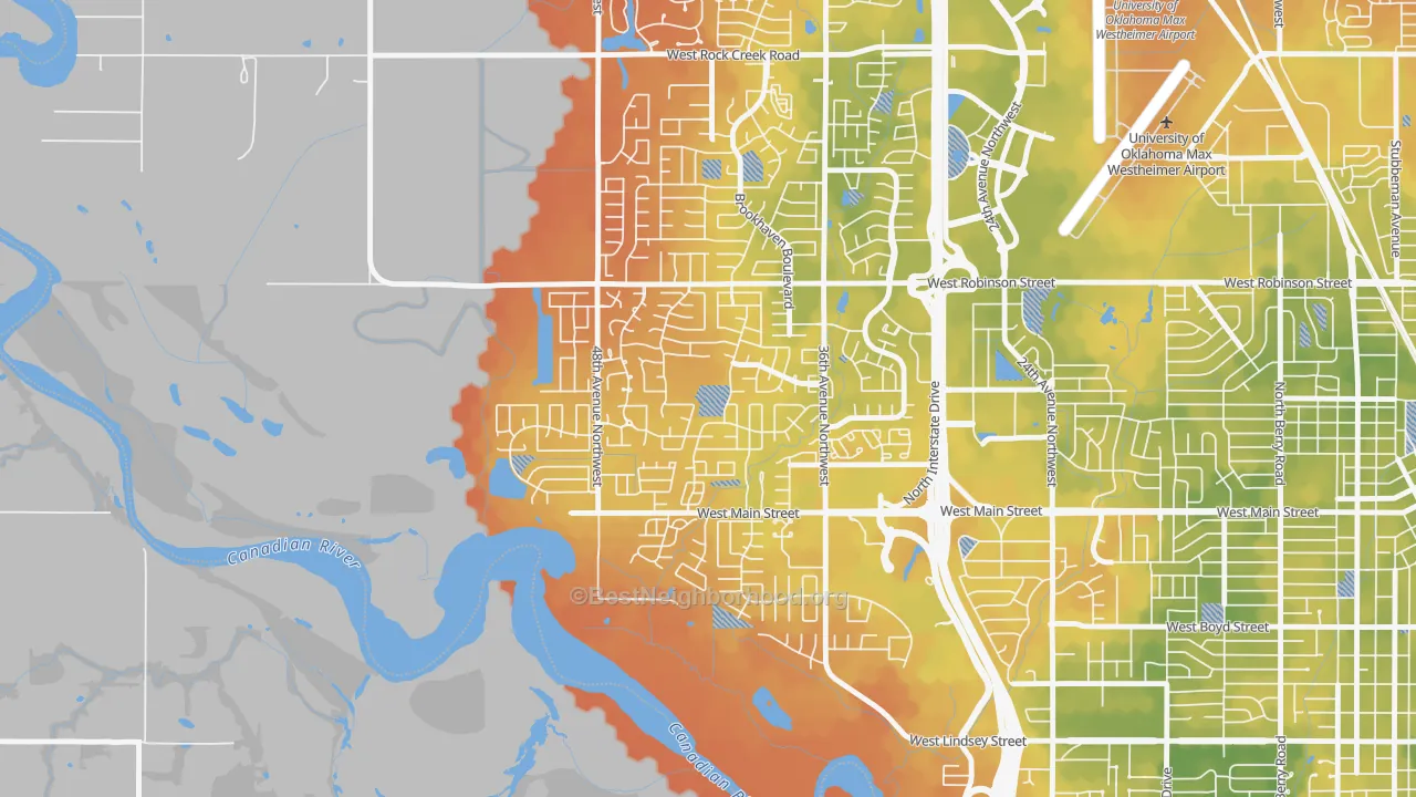 Bike Grade map of Brookhaven, Norman, OK