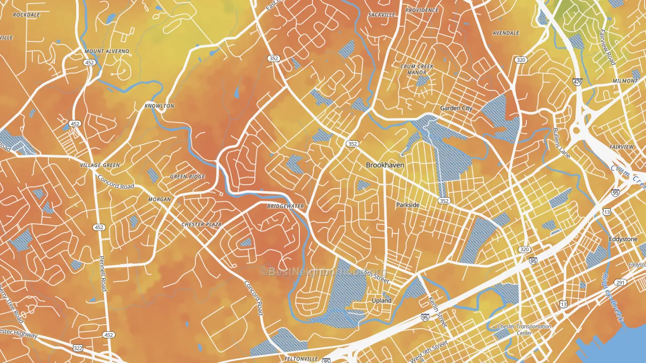 Bike Grade map of Brookhaven, PA