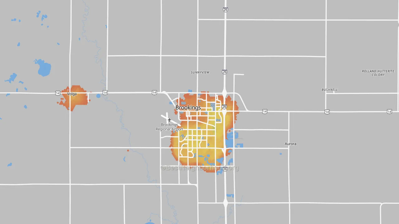 Bike Grade map of Brookings County, SD