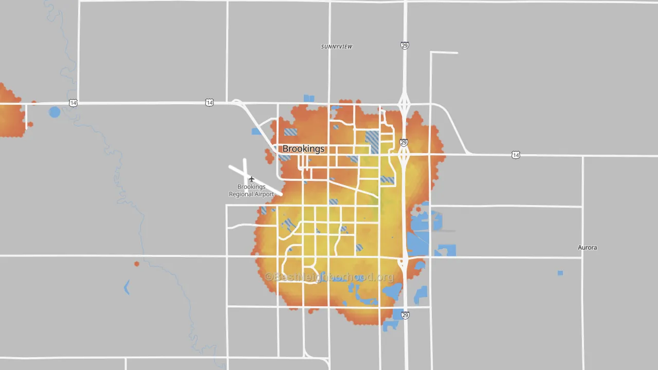 Bike Grade map of Brookings, SD