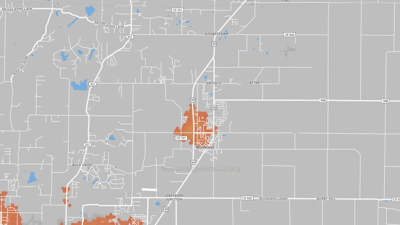 Bike Grade map of Brookland, AR