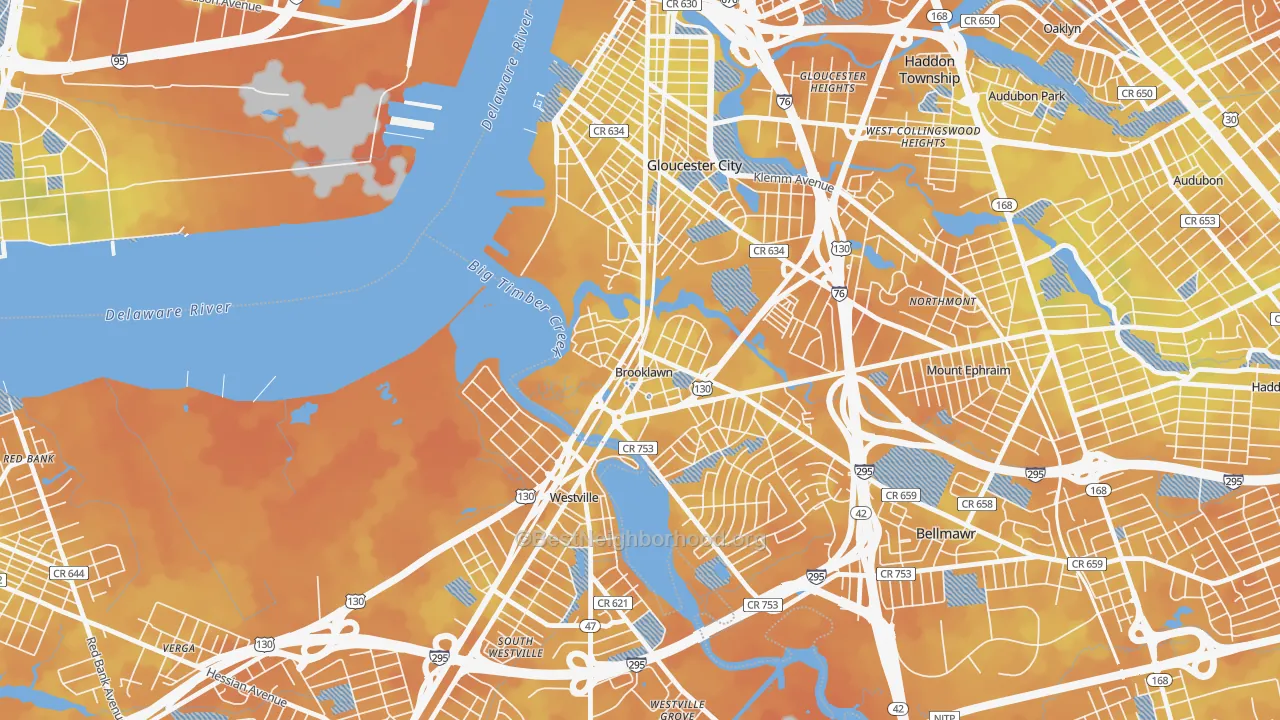Bike Grade map of Brooklawn, NJ