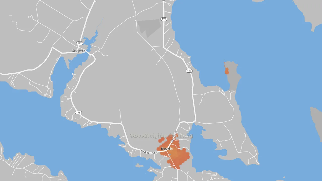 Bike Grade map of Brooklin, ME