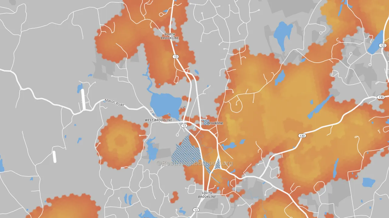 Bike Grade map of Brookline, NH