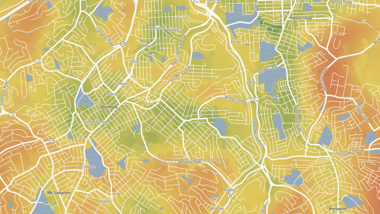 Bike Grade map of Brookline, Pittsburgh, PA