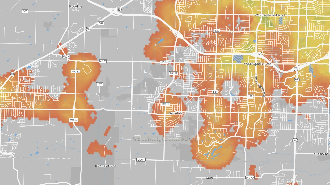 Bike Grade map of Brookline Station, MO