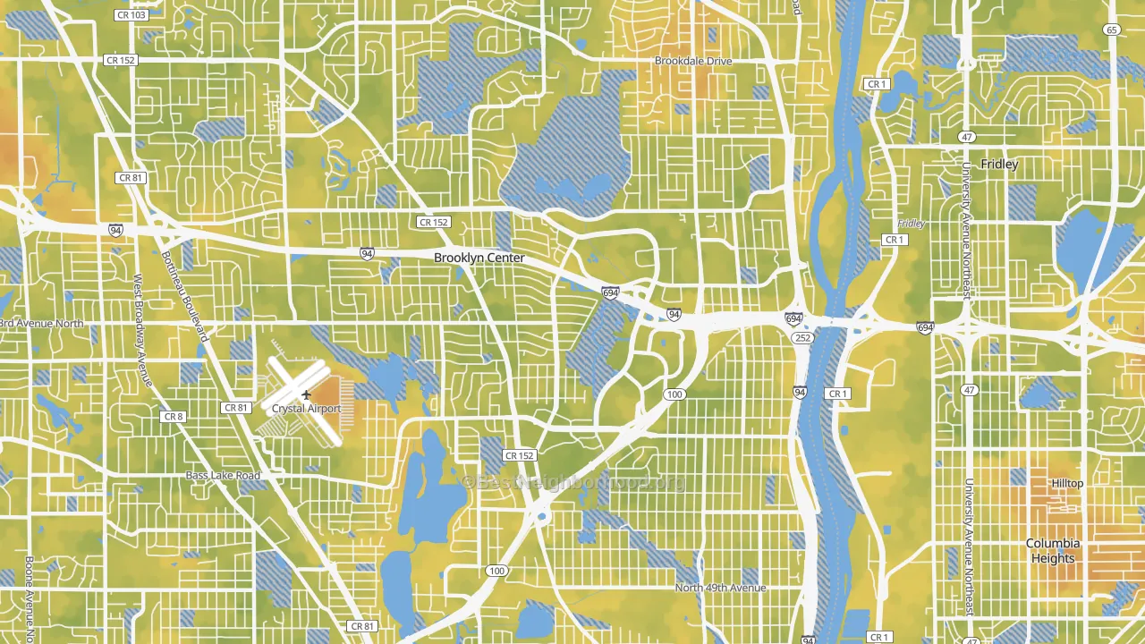 Bike Grade map of Brooklyn Center, MN