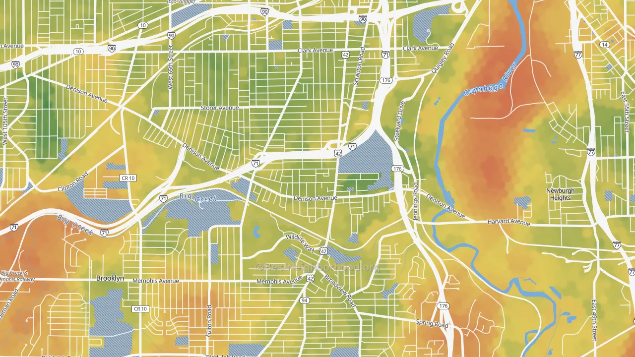 Bike Grade map of Brooklyn-Centre, Cleveland, OH