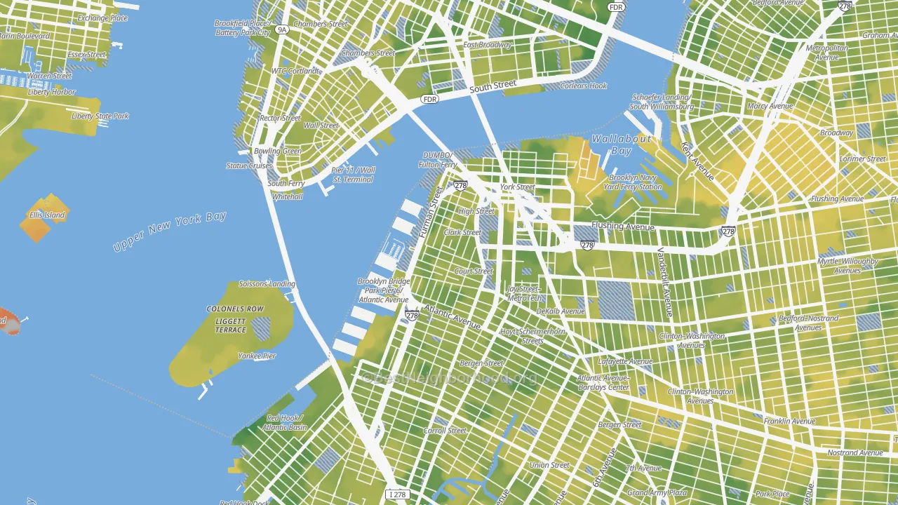 Bike Grade map of Brooklyn Heights, Brooklyn, NY