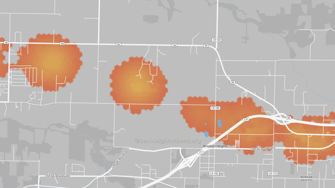 Bike Grade map of Brooklyn Heights, MO