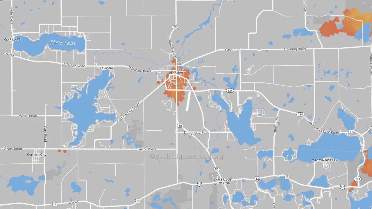 Bike Grade map of Brooklyn, MI