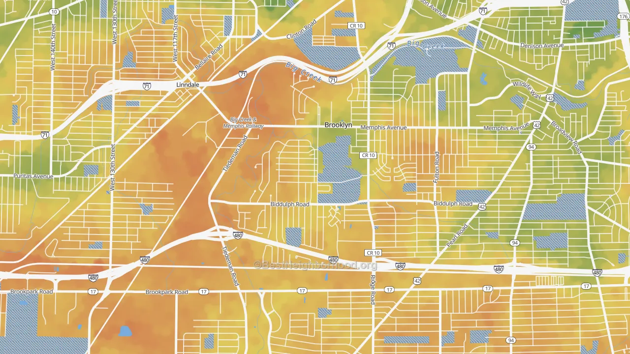 Bike Grade map of Brooklyn, OH