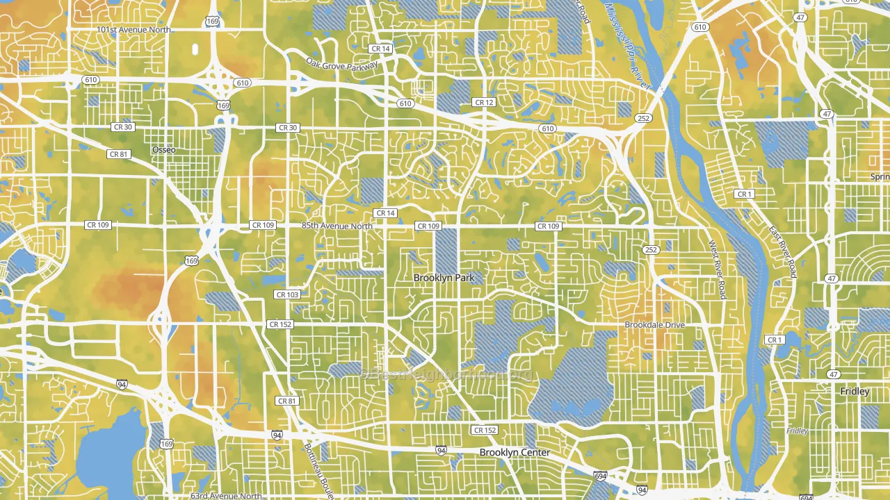 Bike Grade map of Brooklyn Park, MN
