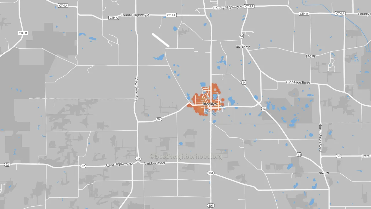 Bike Grade map of Brooklyn, WI