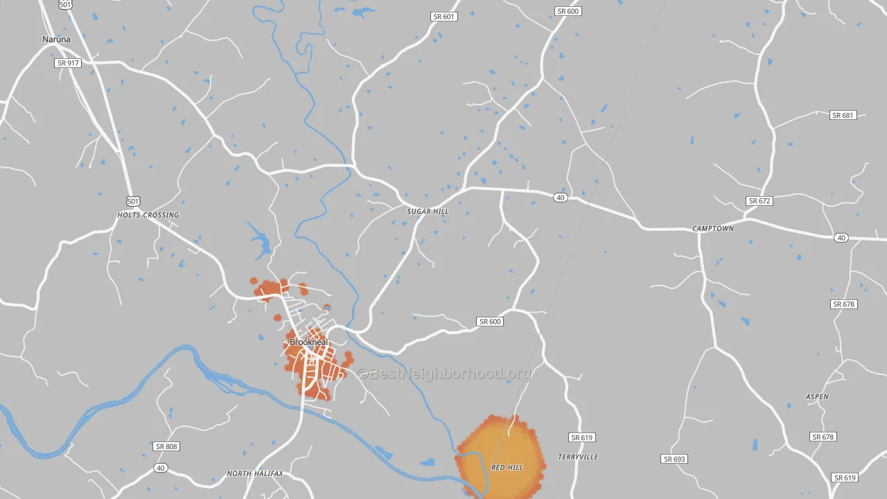 Bike Grade map of Brookneal, VA