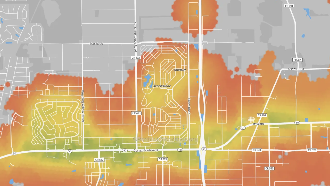 Bike Grade map of Brookridge, FL
