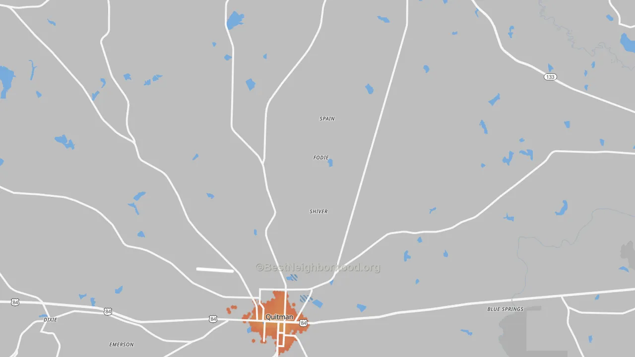 Bike Grade map of Brooks County, GA