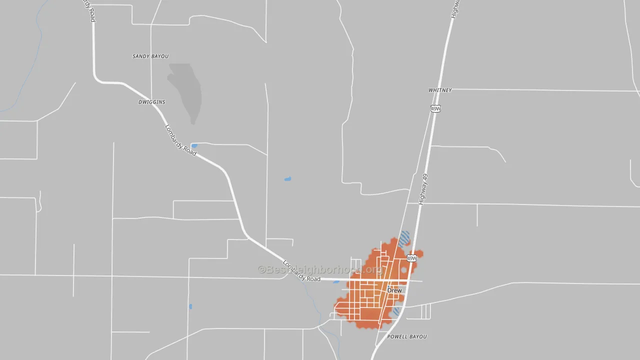 Bike Grade map of Brooks, MS