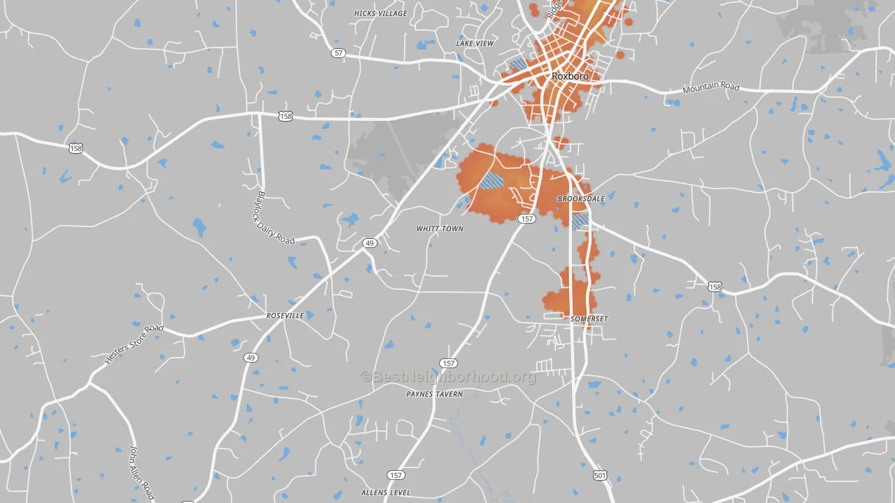 Bike Grade map of Brooksdale, NC