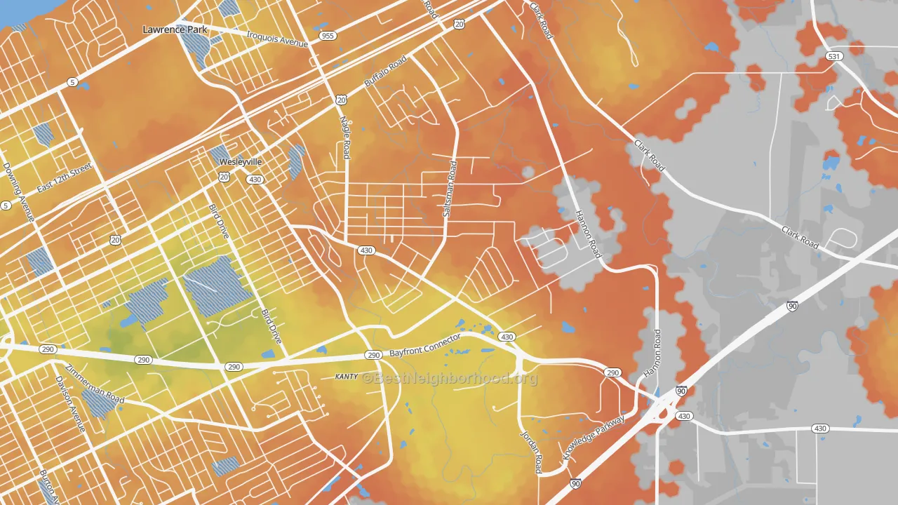 Bike Grade map of Brookside, Erie, PA