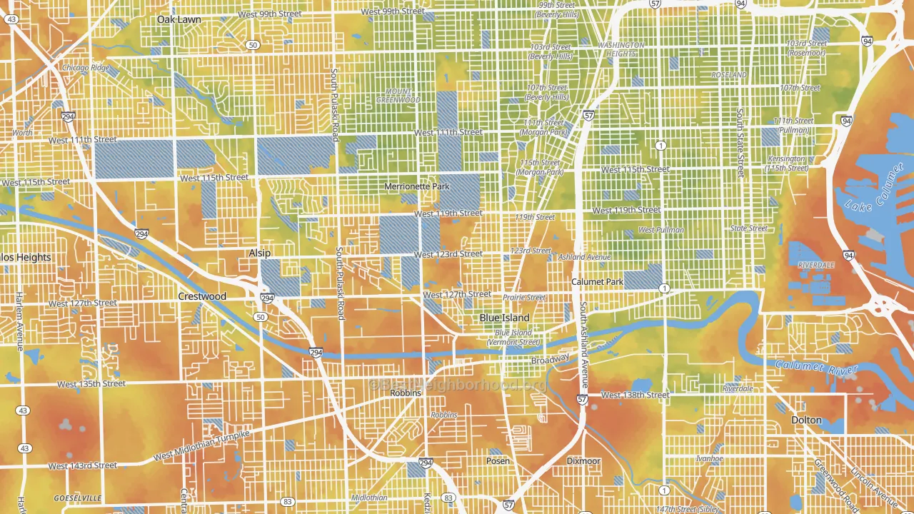 Bike Grade map of Brookside Glen, Chicago, IL