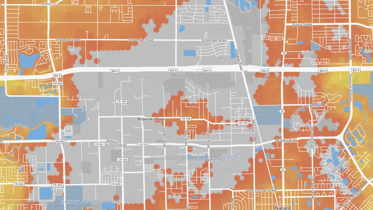 Bike Grade map of Brookside Village, TX