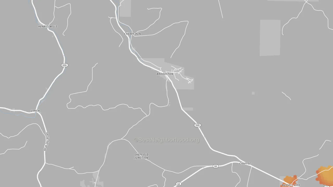 Bike Grade map of Brookston, PA