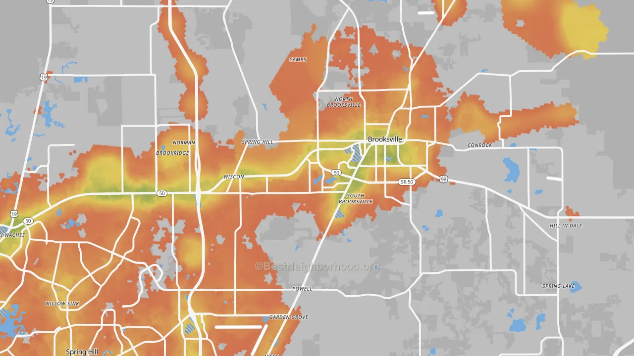 Bike Grade map of Brooksville, FL