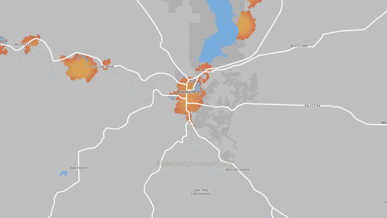Bike Grade map of Brookville, IN