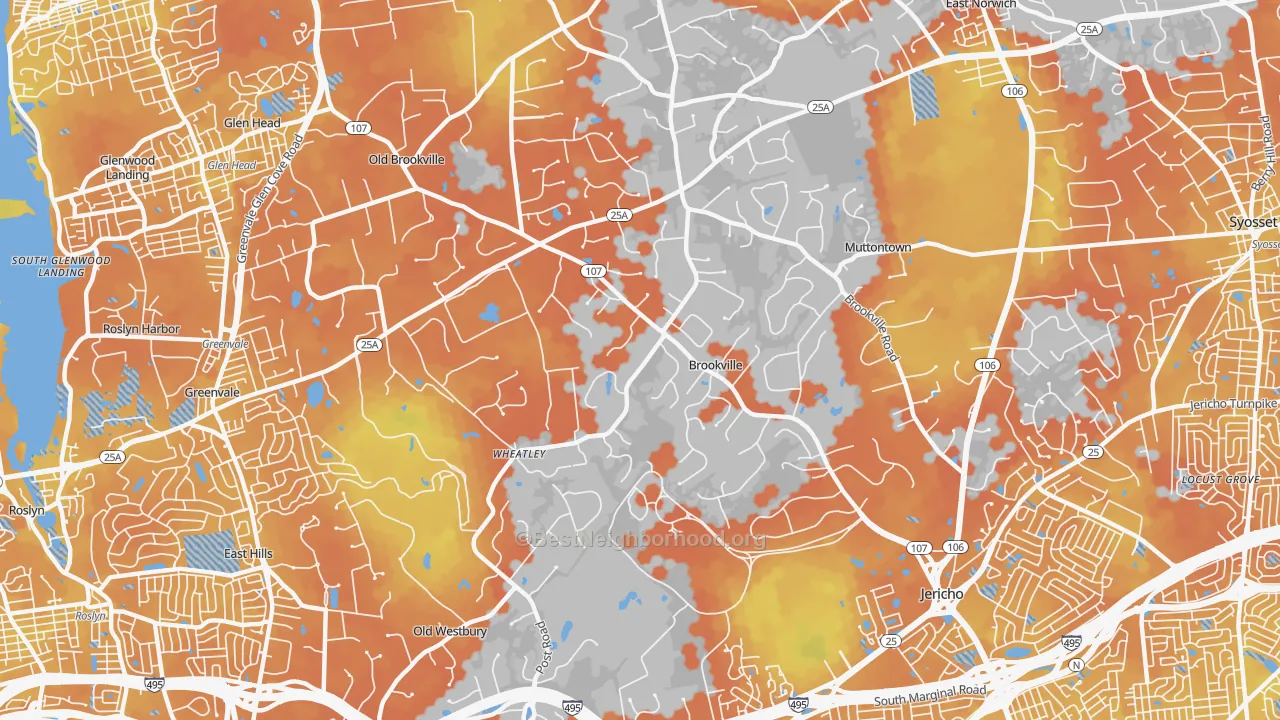 Bike Grade map of Brookville, NY