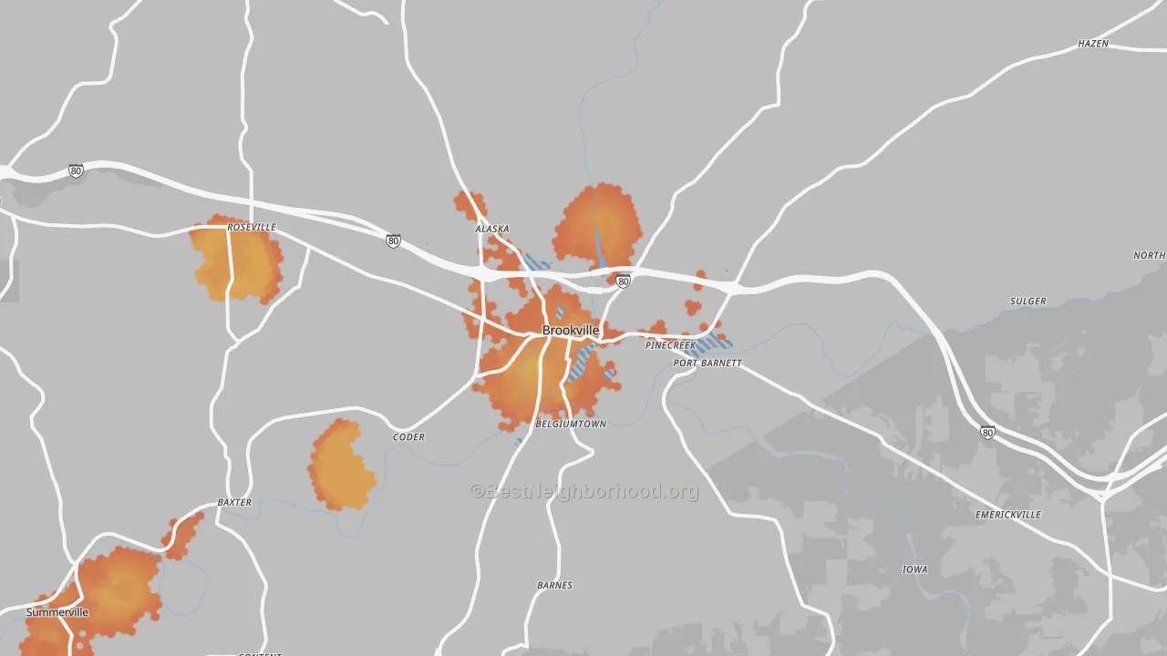 Bike Grade map of Brookville, PA