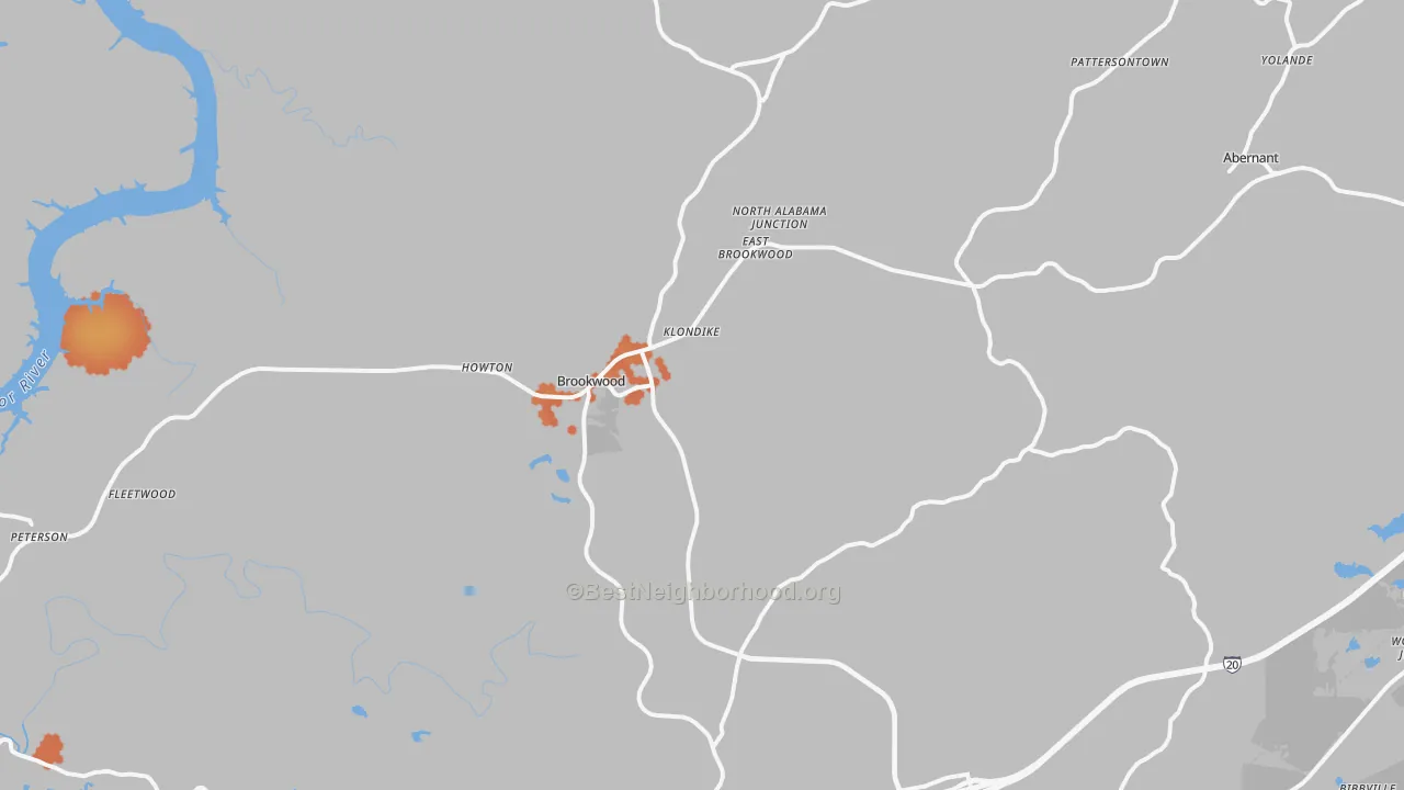 Bike Grade map of Brookwood, AL