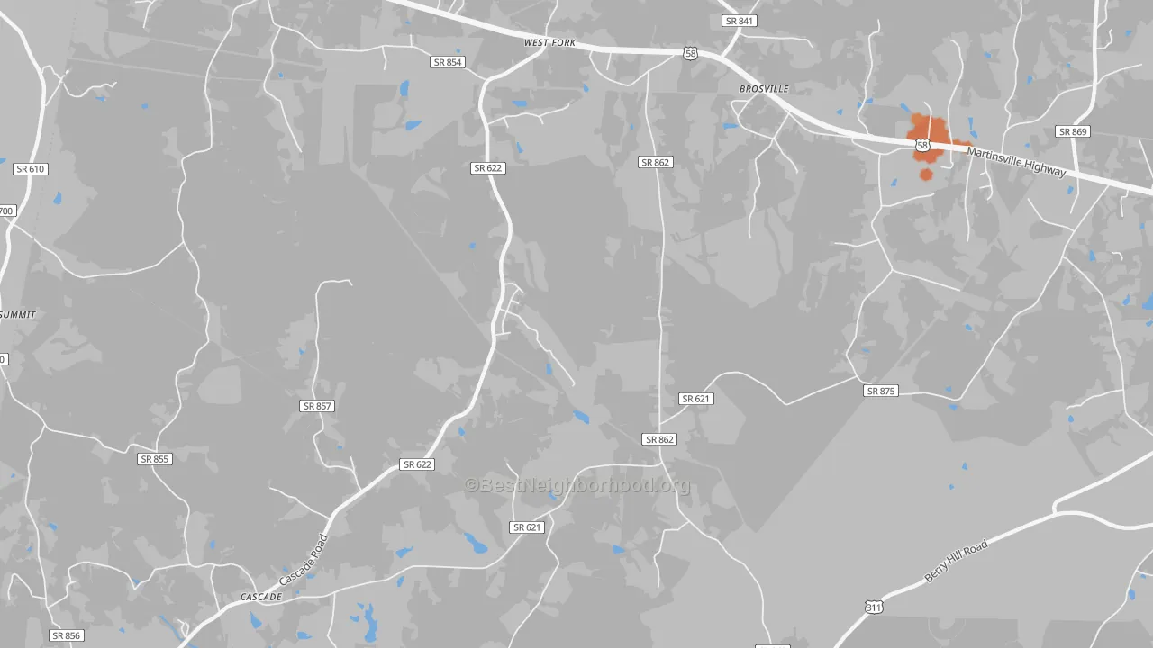 Bike Grade map of Brosville, VA