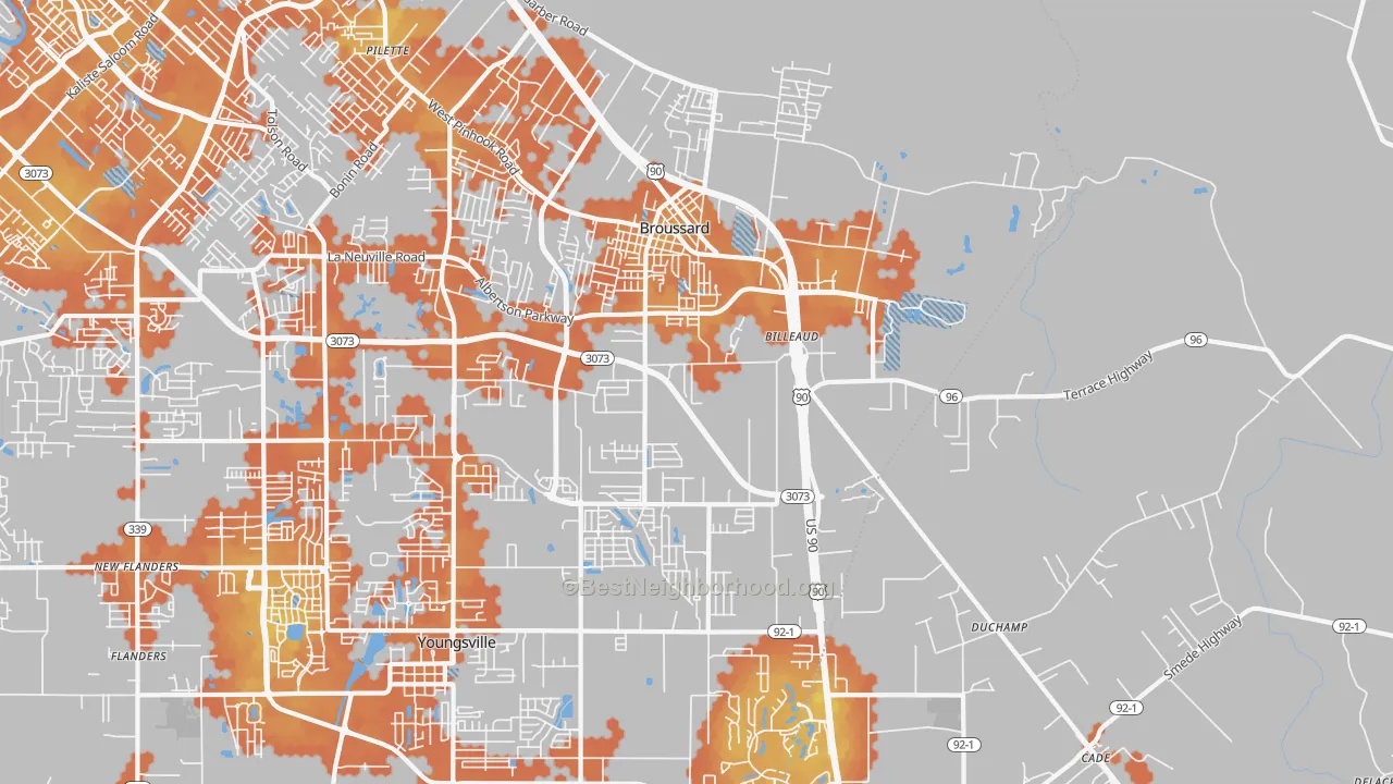 Bike Grade map of Broussard, LA