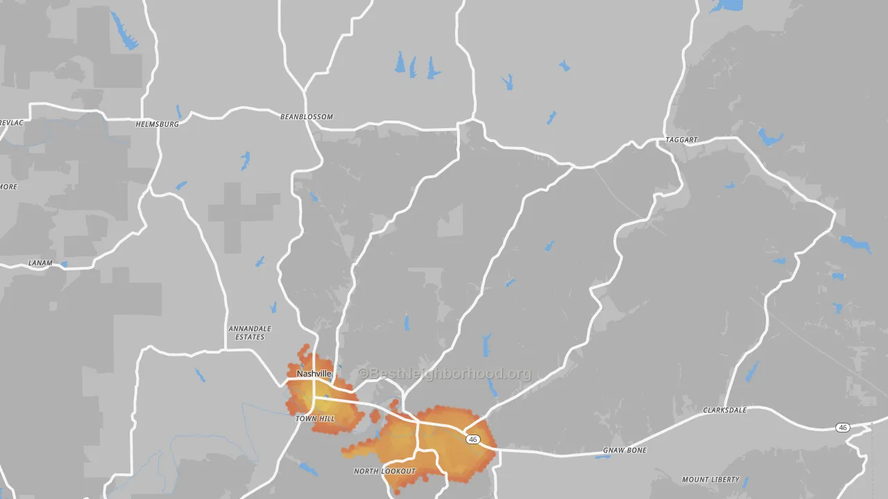 Bike Grade map of Brown County, IN