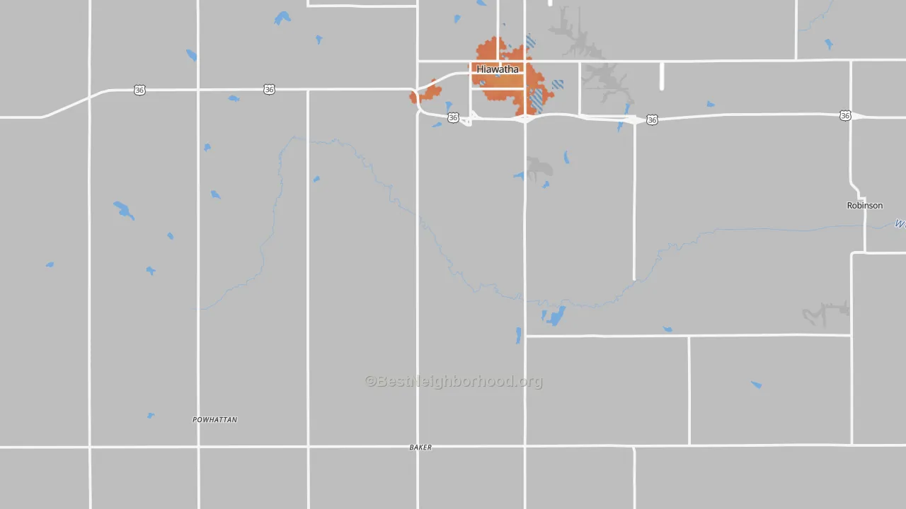 Bike Grade map of Brown County, KS