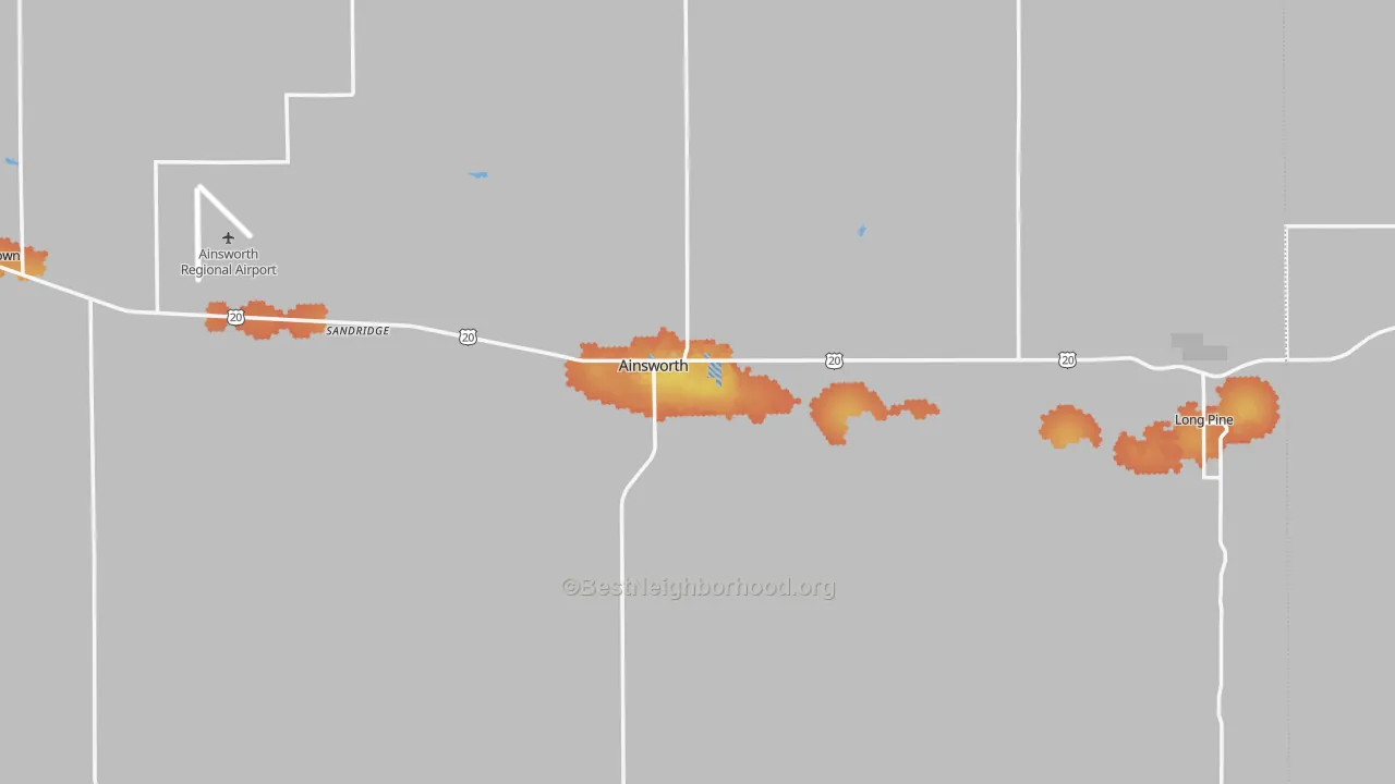 Bike Grade map of Brown County, NE