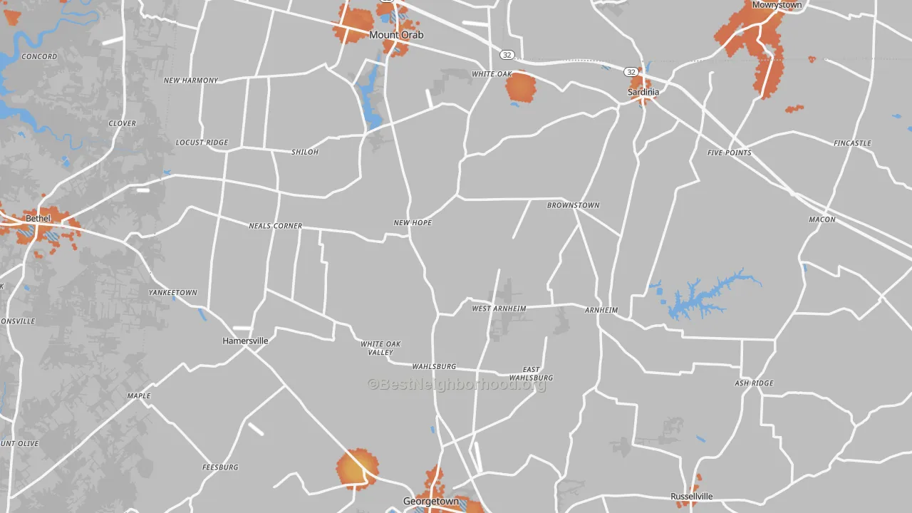 Bike Grade map of Brown County, OH