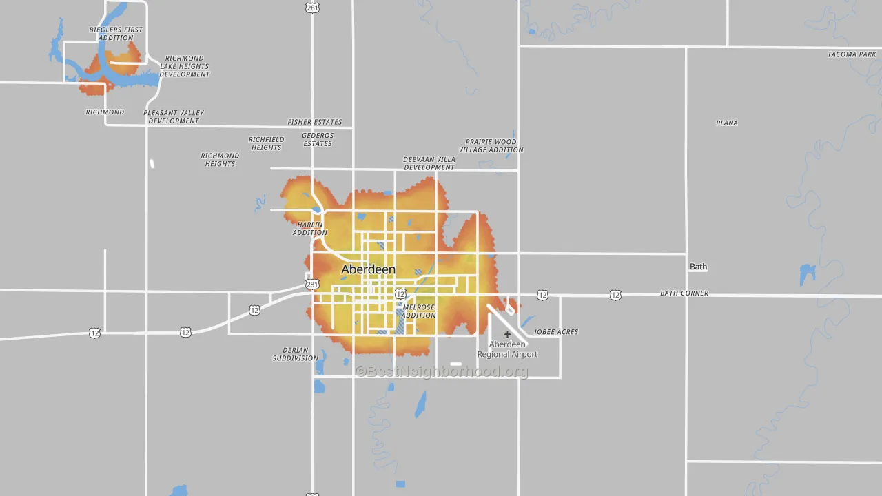 Bike Grade map of Brown County, SD